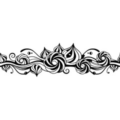 Fototapeta premium Elegant Black and White Floral Border Design