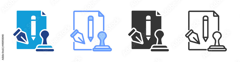 Poster Instrument icon set multiple style collection