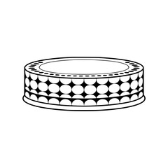Minimalist Decorative Cake Outline Illustration, Black & White, Vector