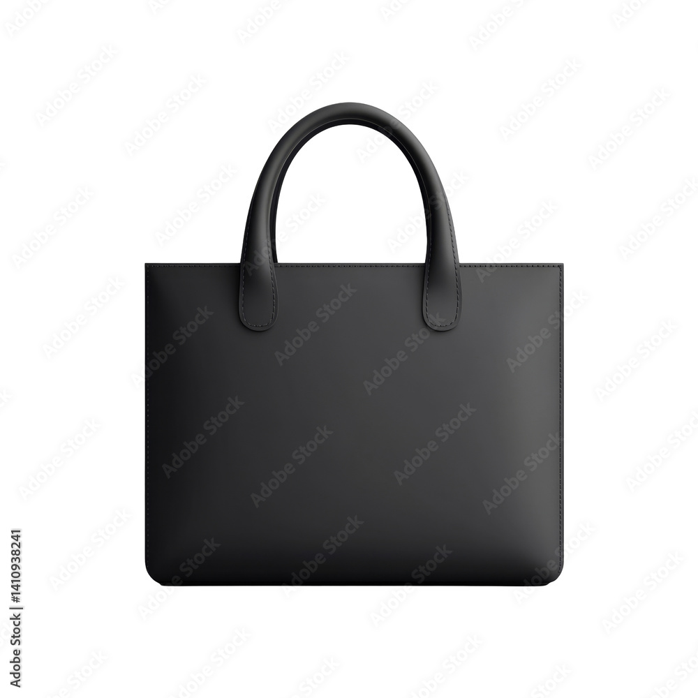 Poster stylish black handbag with smooth texture and durable handles for everyday use