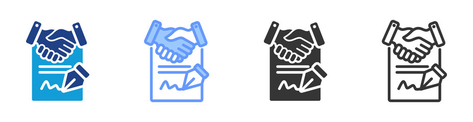 Contract icon set multiple style collection