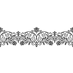 Elegant Black Floral Border Design on Cream Background