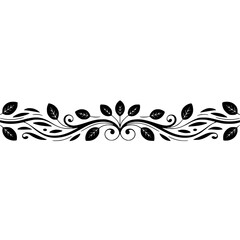 Elegant Black Leaf Border Design on White Background