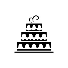 Elegant Tiered Cake Icon: Black & White Celebration Graphic