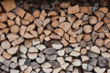 Wood Log Pile Closeup