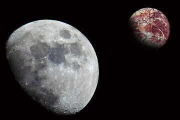 月とひび割れた未来の地球
