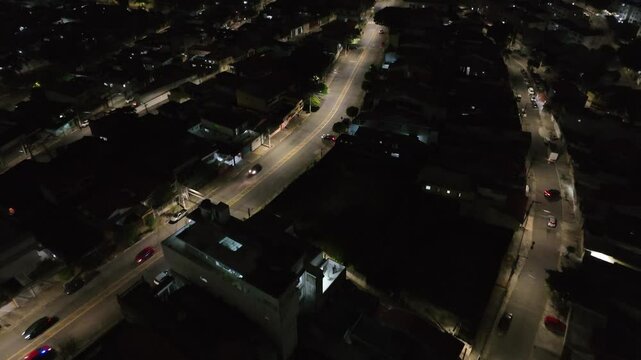 Itaquera neighborhood in S&atilde;o Paulo at night. Aerial view.