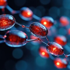 Red connected glowing cells