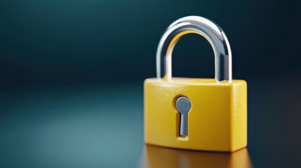 Naklejka premium Yellow padlock with chrome shackle