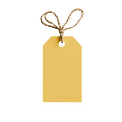 Vintage yellow tag with twine loop for labeling and organizing various items and gifts