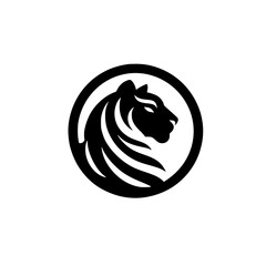 Minimalist Tiger Head Silhouette in Circle Logo Design