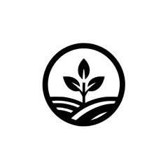 Minimalist Agriculture Logo: Sprout and Field in a Circle