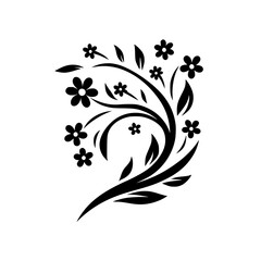 Elegant Black Floral Ornament on White: Vector Decorative Element