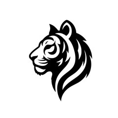 Vector Tiger Head Logo: Bold Black & White Design