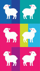 Obraz premium Sheep Icons in Pop Art Style