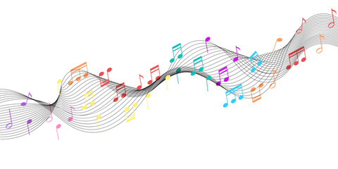 Abstract sound wave vector illustration showing audio waveform signal, digital equalizer line, audio spectrum graph or music amplitude pattern for podcast, sound editing or tech background