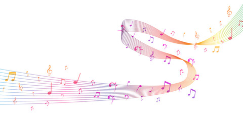 Colorful sound wave vector illustration with gradient waveform lines, digital audio signal shape, abstract music equalizer graph, modern tech element for podcast and communication interface visuals