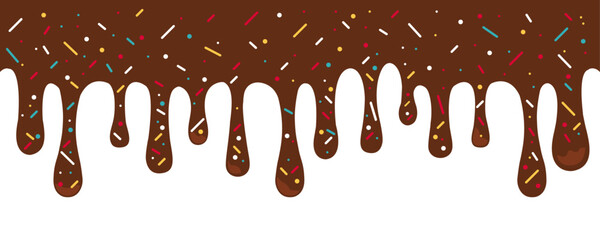 Melted chocolate texture vector with abstract dripping shapes, glossy dark brown swirl pattern, dessert sauce-style illustration ideal for bakery branding, sweet recipe cards, or food product template