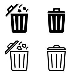 Trash bin icon vector illustration, minimalist garbage can symbol in flat line style for user interface, web design, delete button, waste management, recycling, office bin UI symbol isolated on white