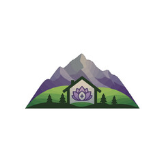 Mountain House Logo with Lotus Symbol