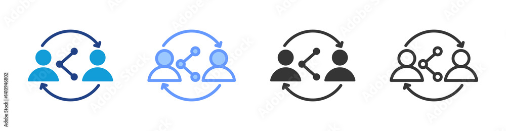 Poster Peer Interaction icon set multiple style collection