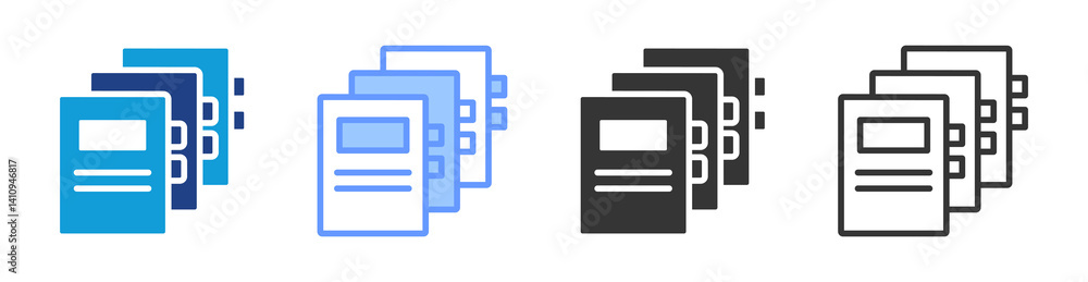 Poster course catalog icon set multiple style collection