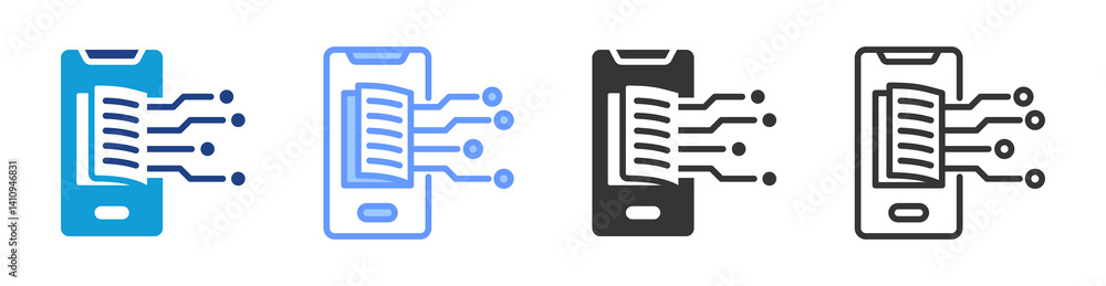 Aufkleber digital textbooks icon set multiple style collection