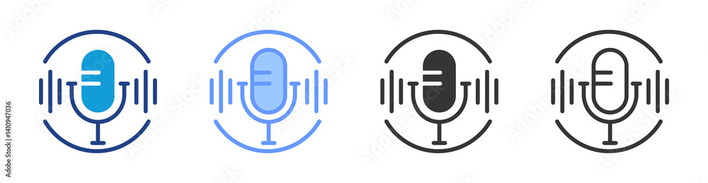 Poster podcast icon set multiple style collection