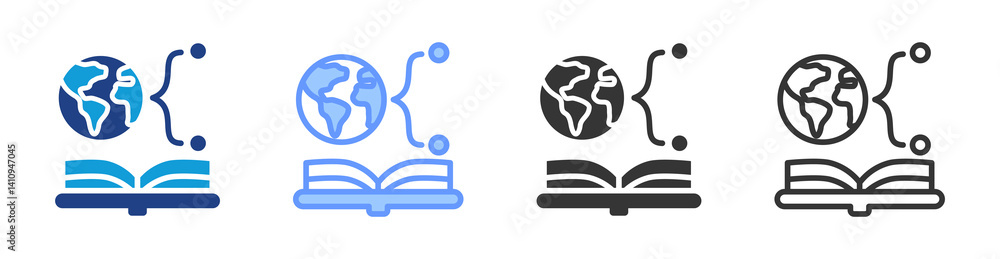 Poster Textbook Access icon set multiple style collection