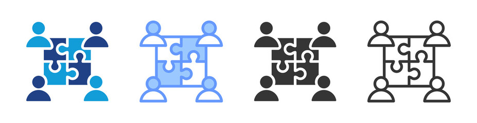 Group Collaboration icon set multiple style collection