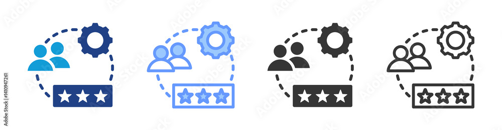 Poster Peer Review icon set multiple style collection