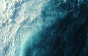Fototapeta premium Aerial View of the Ocean Waves, Dynamic Movement and Serenity