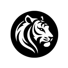 Sleek Tiger Silhouette Logo in Circle, Powerful and Modern Design