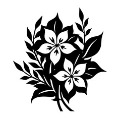 Black and White Floral Silhouette, Minimalist Botanical Design
