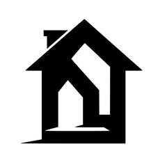 Modern Home Logo Design: Geometric Black and White Illustration