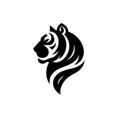 Minimalist Tiger Head Silhouette Logo - Black and White Vector