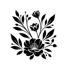 Elegant Black Floral Design Element, Simple Illustration