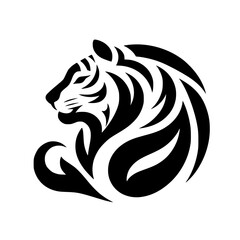 Sleek Black Tiger Silhouette Design for Logos and Branding