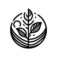 Minimalist Plant Emblem: Black & White Nature Illustration