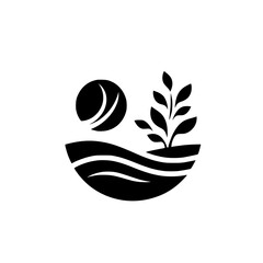 Minimalist Growth Logo: Plant, Sun, and Earth Symbol
