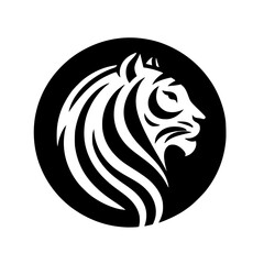 Powerful Black and White Tiger Head Logo in Circle