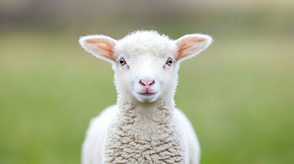 Obraz premium Close Up Of A Fluffy White Lamb