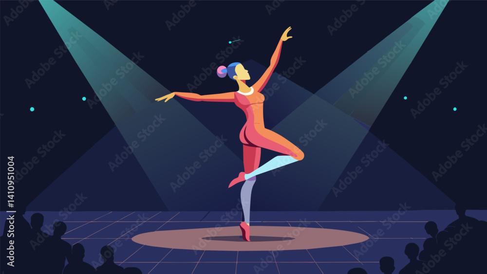 Poster a solo dancer capturing the audiences attention as their movements are guided by the detailed motion
