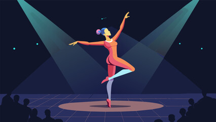 Obraz premium A solo dancer capturing the audiences attention as their movements are guided by the detailed motion capture data projected onto the stage.. Vector illustration