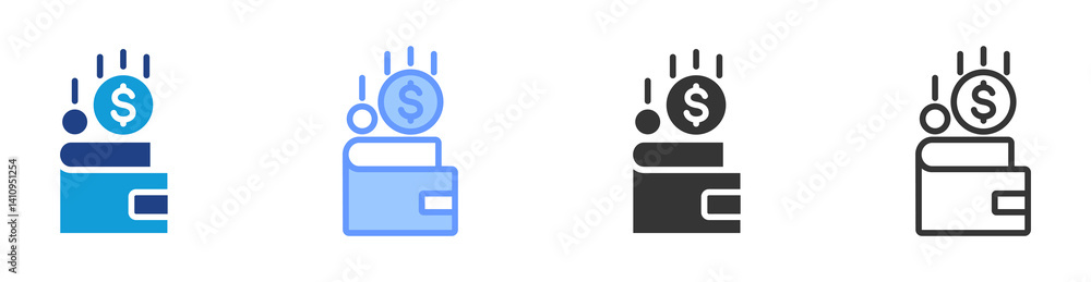 Poster revenue icon set multiple style collection