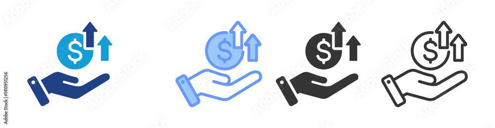 Poster Profit icon set multiple style collection
