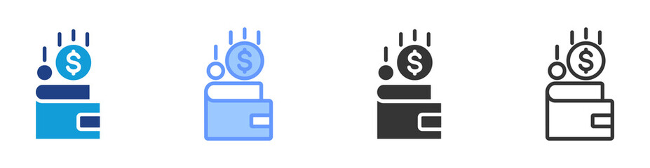 Revenue icon set multiple style collection