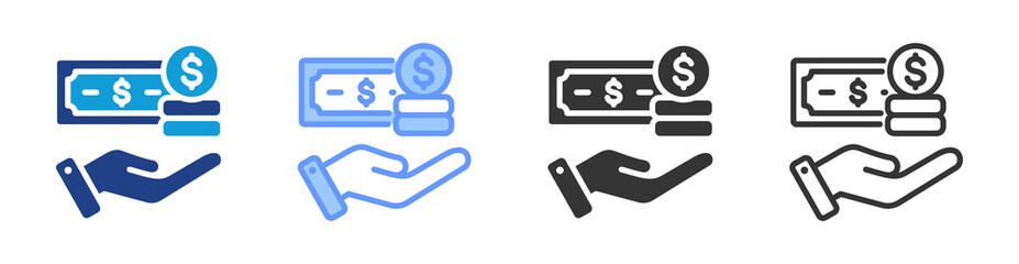 Income icon set multiple style collection