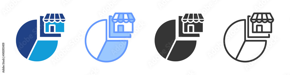 Poster Market Share icon set multiple style collection