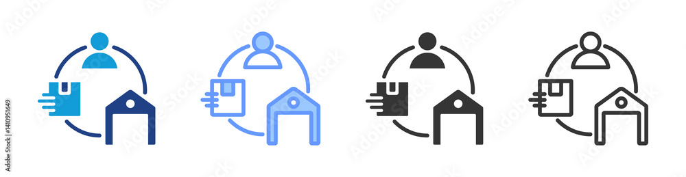 Poster Supply Chain icon set multiple style collection
